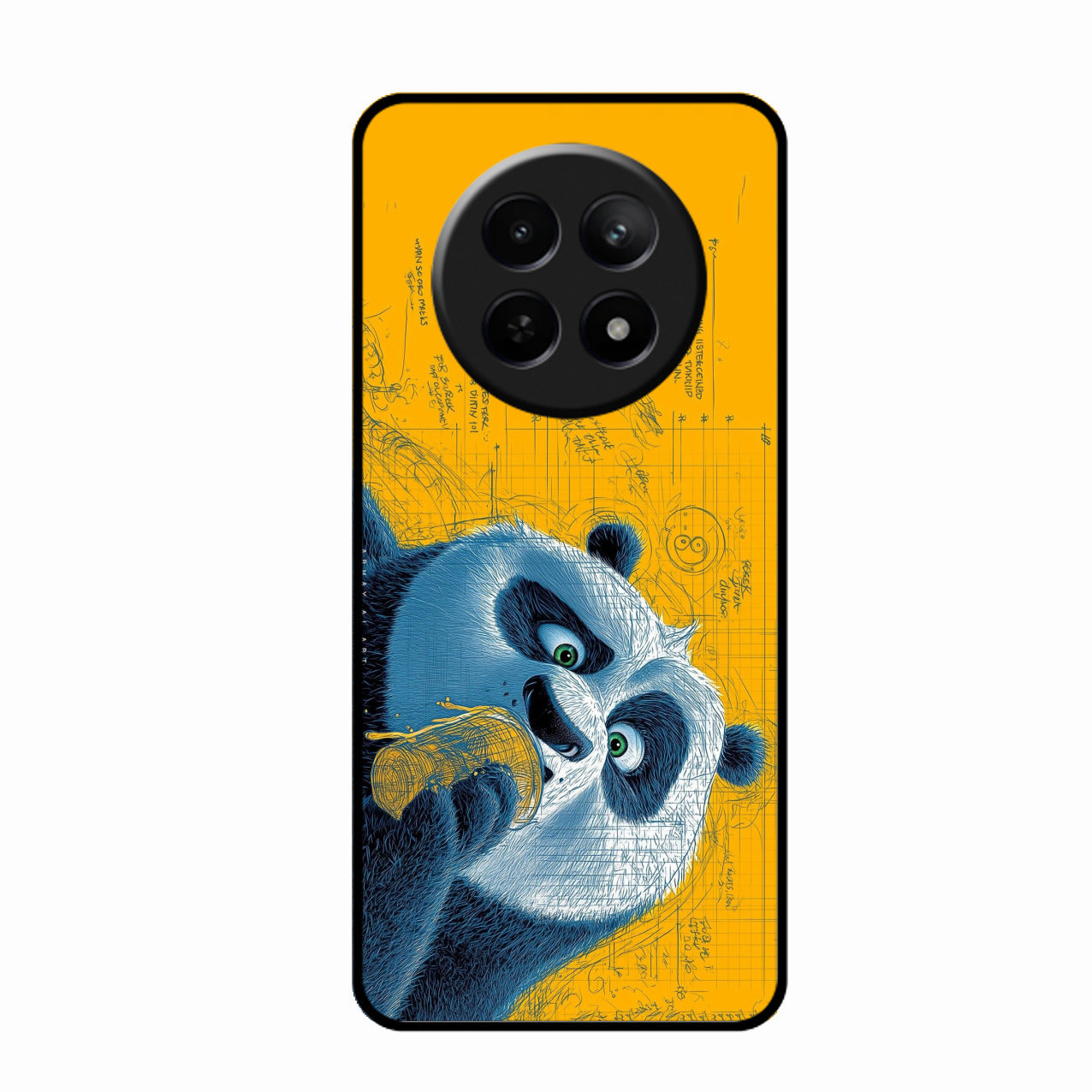 Cute Panda Sketch Premium Glass Phone Case for Realme C65 5G