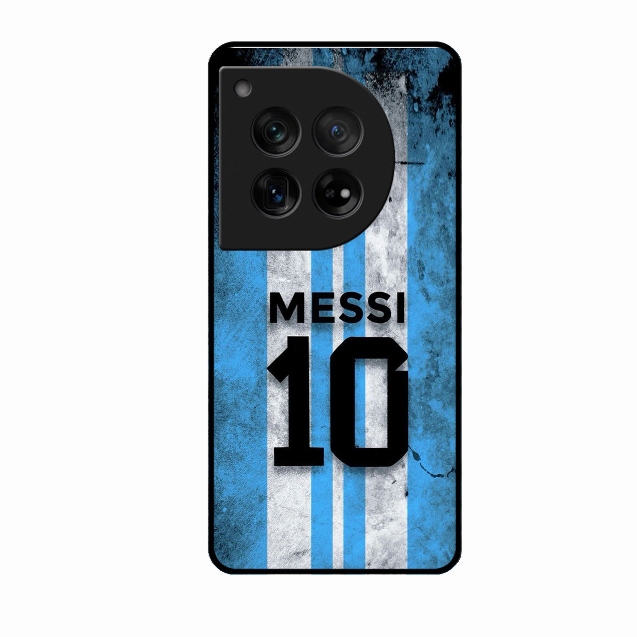 Blue Stripes Number 10 Football Glass Phone Case for Oneplus 12 5G