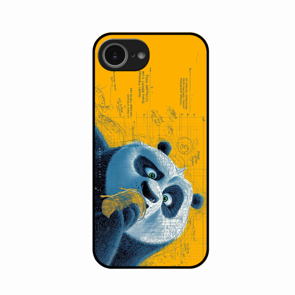 Cute Panda Sketch Premium Glass Phone Case for iPhone 16e