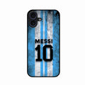 Blue Stripes Number 10 Football Glass Phone Case for iPhone 16 Plus