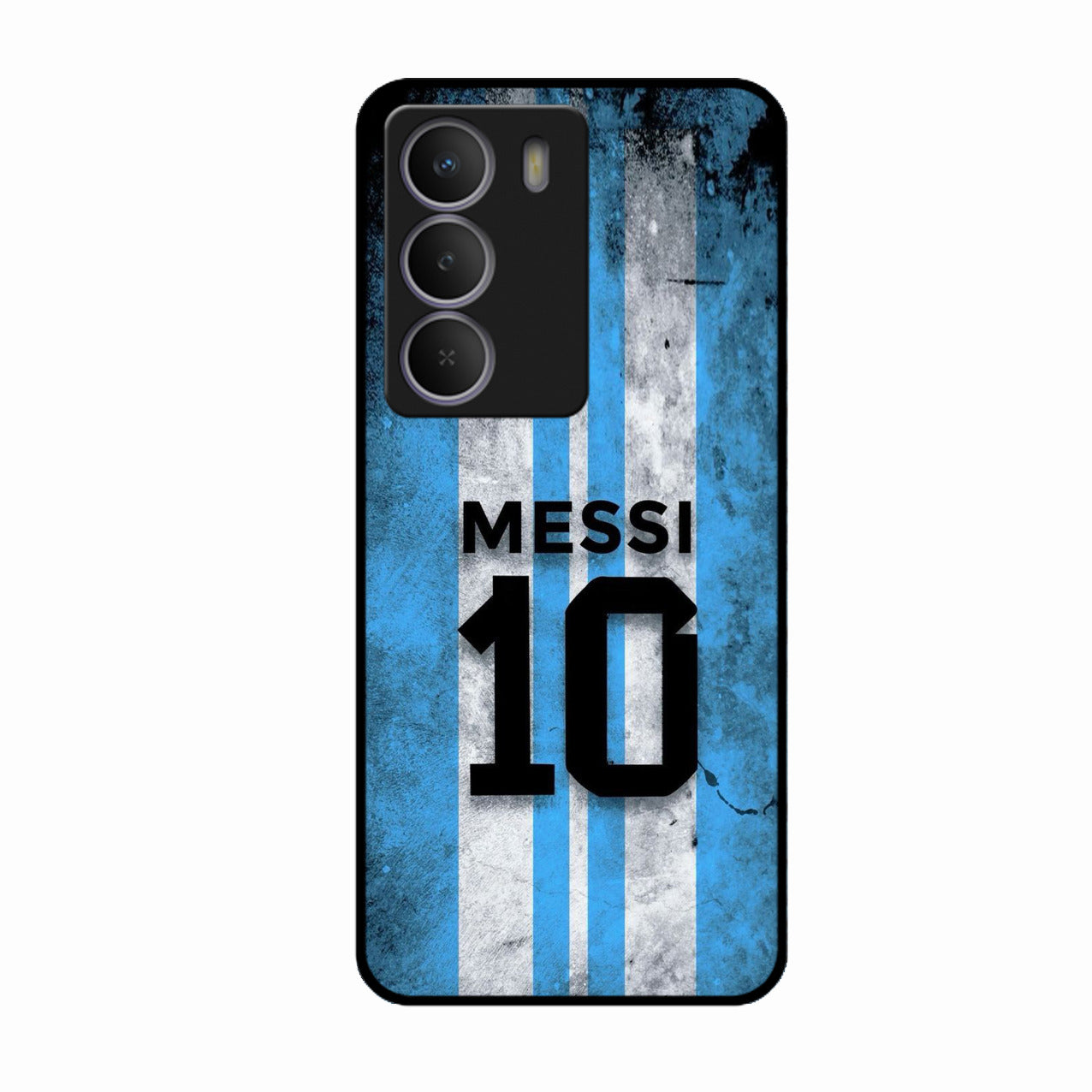 Blue Stripes Number 10 Football Glass Phone Case for Realme P3 Lite 5G