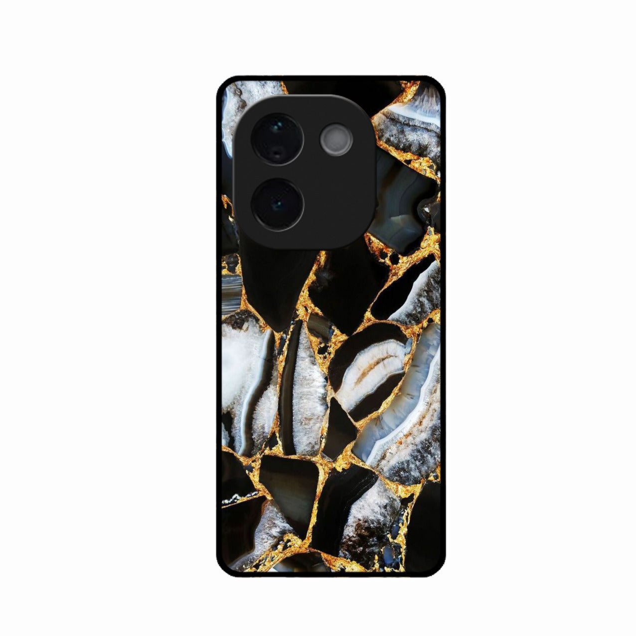 Black Gold Marble Glass Phone Case for iQOO Z9S Pro 5G