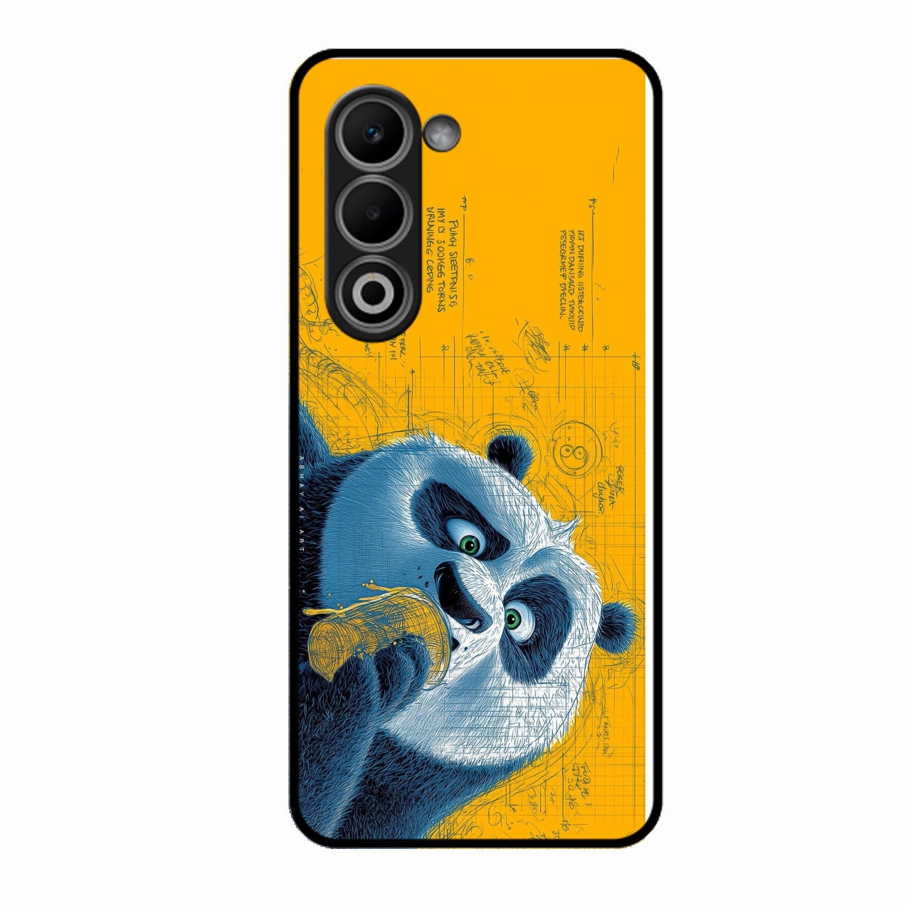 Cute Panda Sketch Premium Glass Phone Case for Oppo A5 5G
