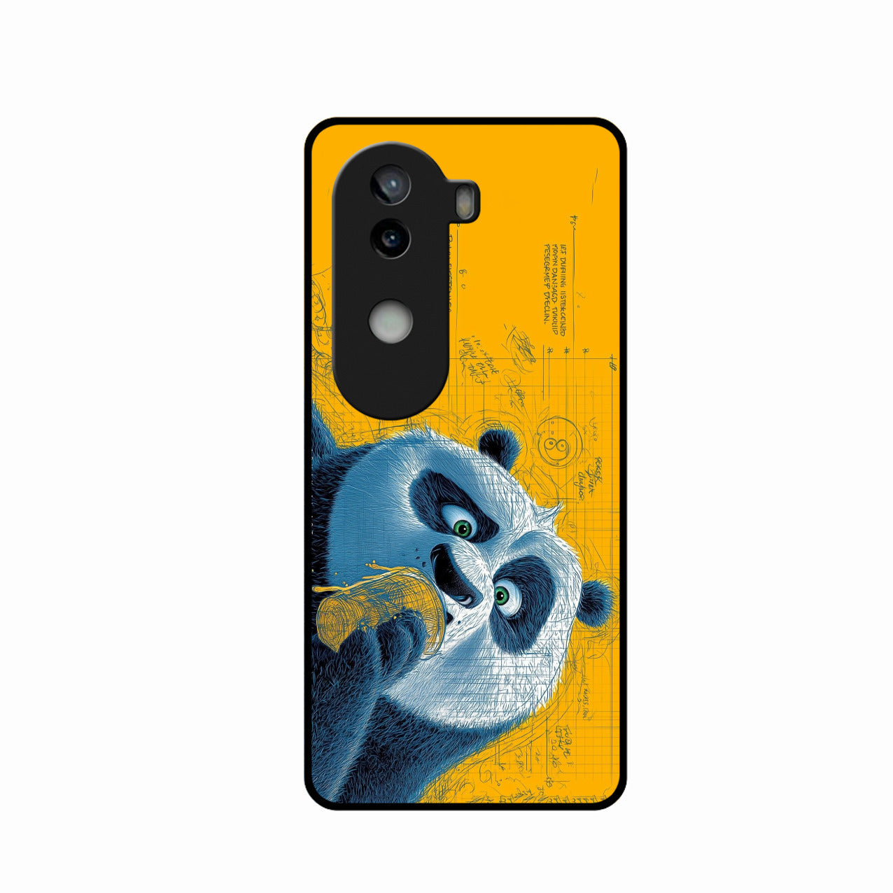 Cute Panda Sketch Premium Glass Phone Case for iQOO Z9S 5G