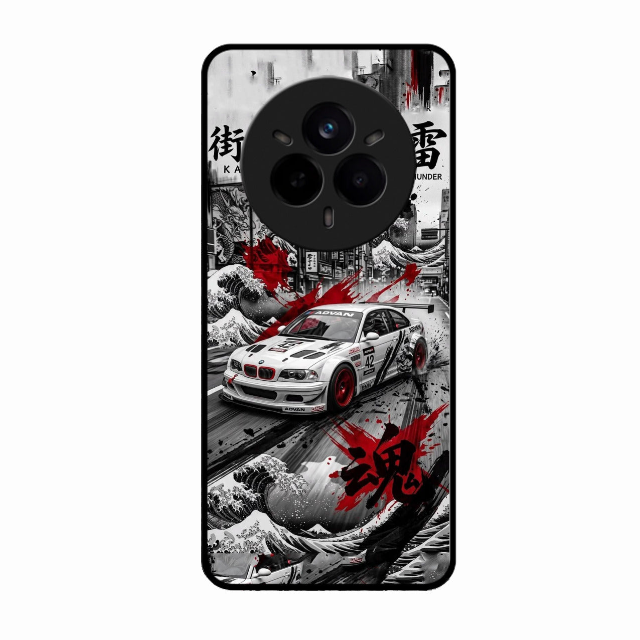 Japanese Wave Drift Racing Premium Glass Phone Case for Realme 14 Pro 5G