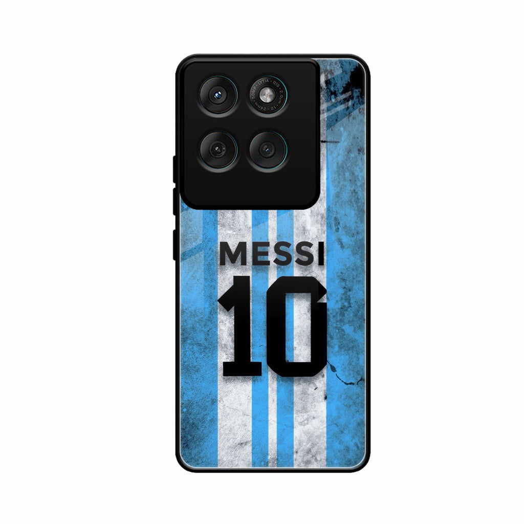 Blue Stripes Number 10 Football Glass Phone Case for Motorola Edge 70 5G