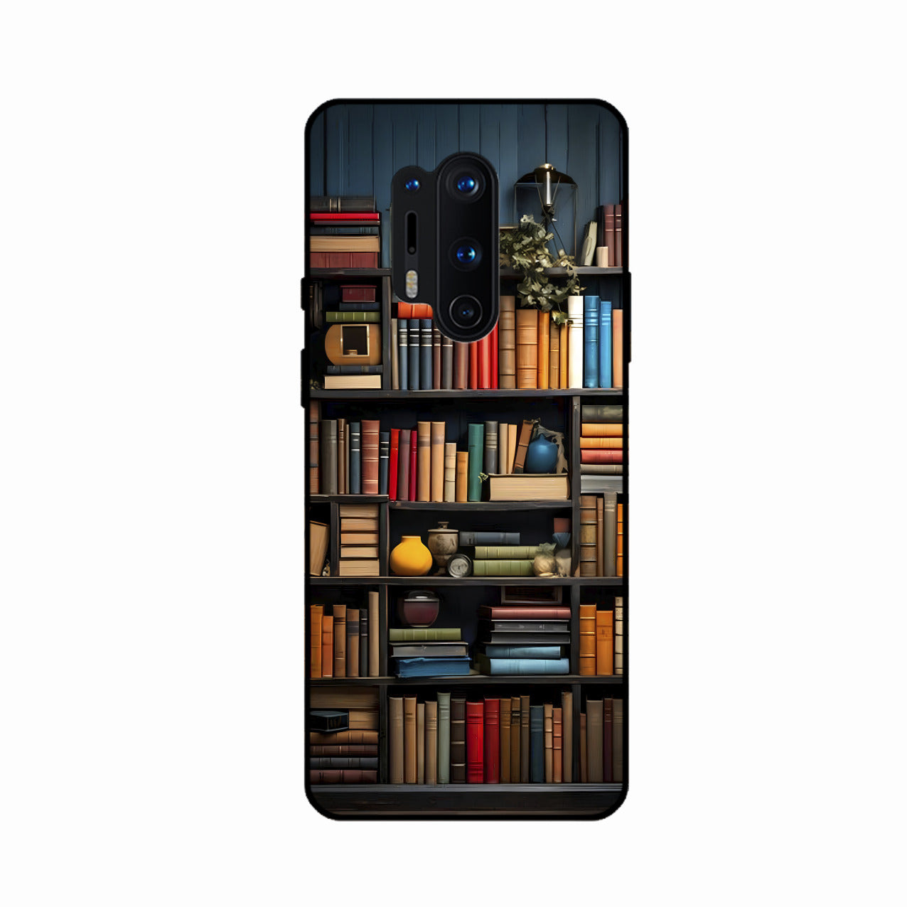 Colorful Bookshelf Art Glass Case Cover for Oneplus 8 Pro