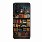 Colorful Bookshelf Art Glass Case Cover for Vivo V60 5G