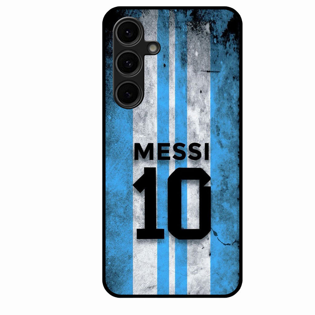 Blue Stripes Number 10 Football Glass Phone Case for Samsung Galaxy S24 Fe 5G
