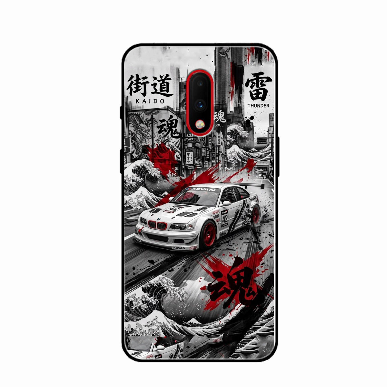 Japanese Wave Drift Racing Premium Glass Phone Case for Oneplus 7