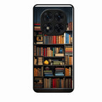 Colorful Bookshelf Art Glass Case Cover for Poco X7 5G