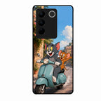 Cartoon Scooter Adventure Premium Glass Phone Case for Vivo V27 5G