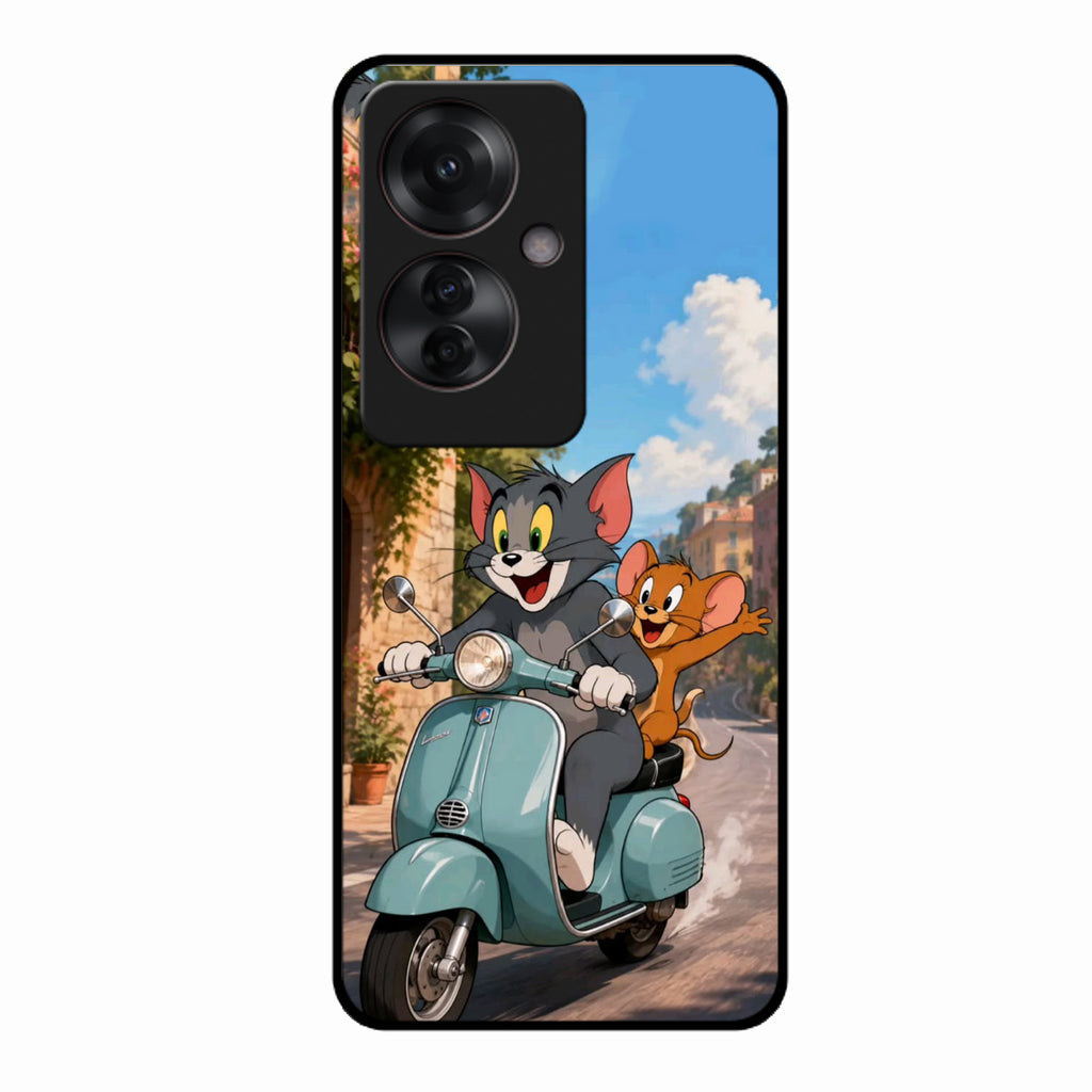 Cartoon Scooter Adventure Premium Glass Phone Case for Oppo F25 Pro 5G