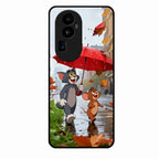 Rainy Day Cartoon Glass Phone Case for Oppo Reno 10 Pro Plus 5G