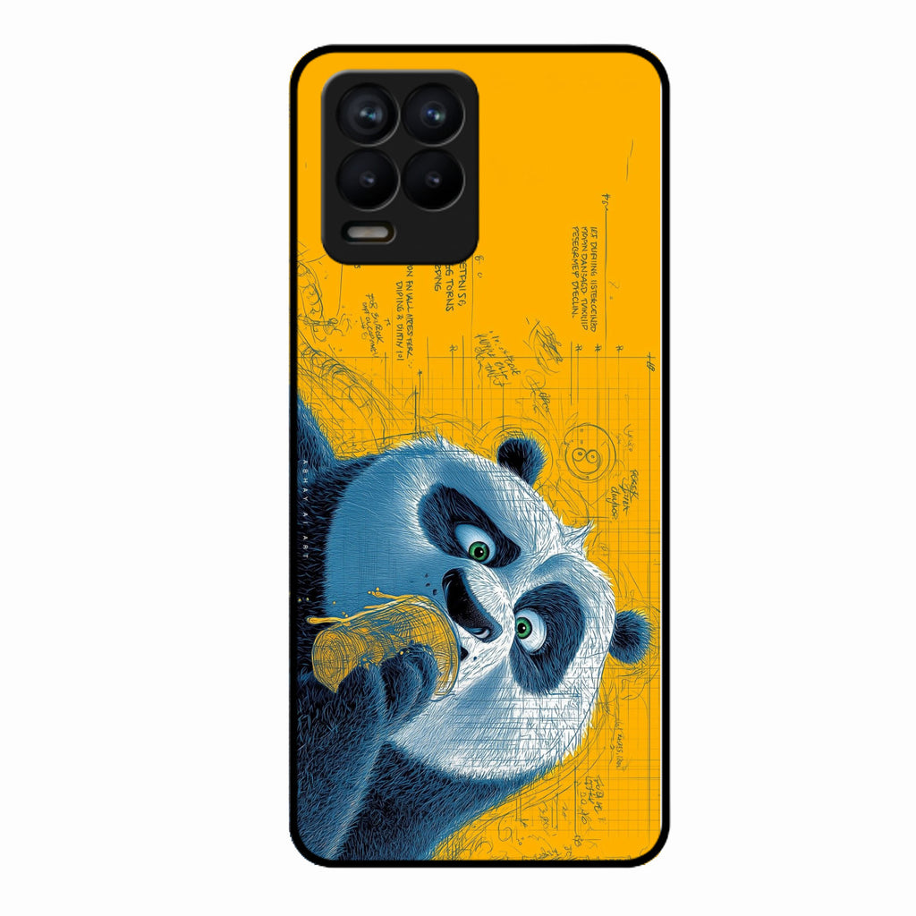 Cute Panda Sketch Premium Glass Phone Case for Realme 8 Pro