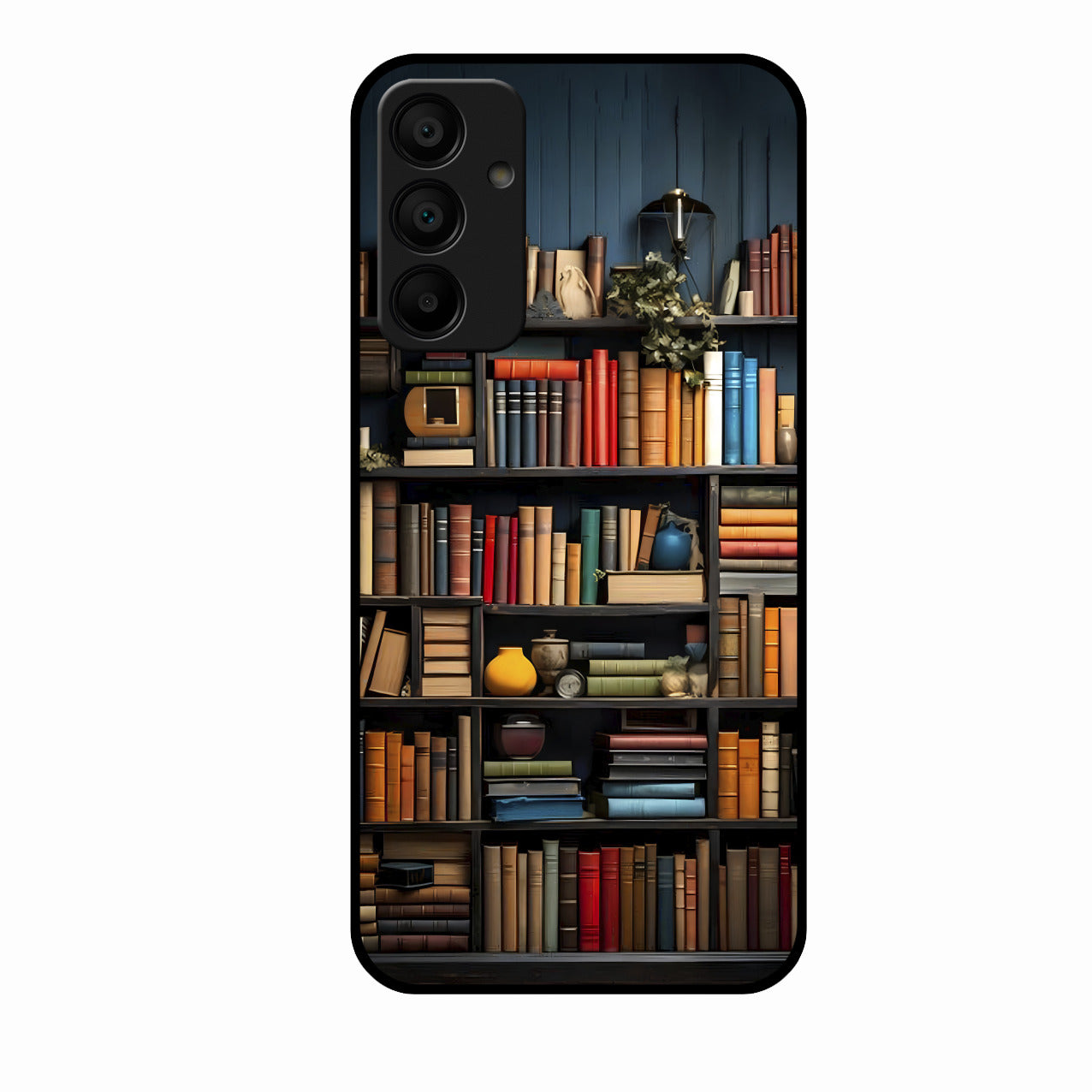 Colorful Bookshelf Art Glass Case Cover for Samsung Galaxy M15 5G