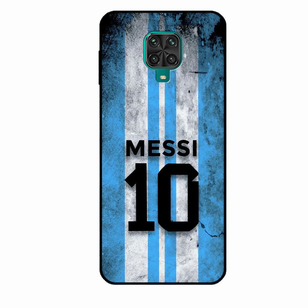 Blue Stripes Number 10 Football Glass Phone Case for Redmi Note 9 Pro