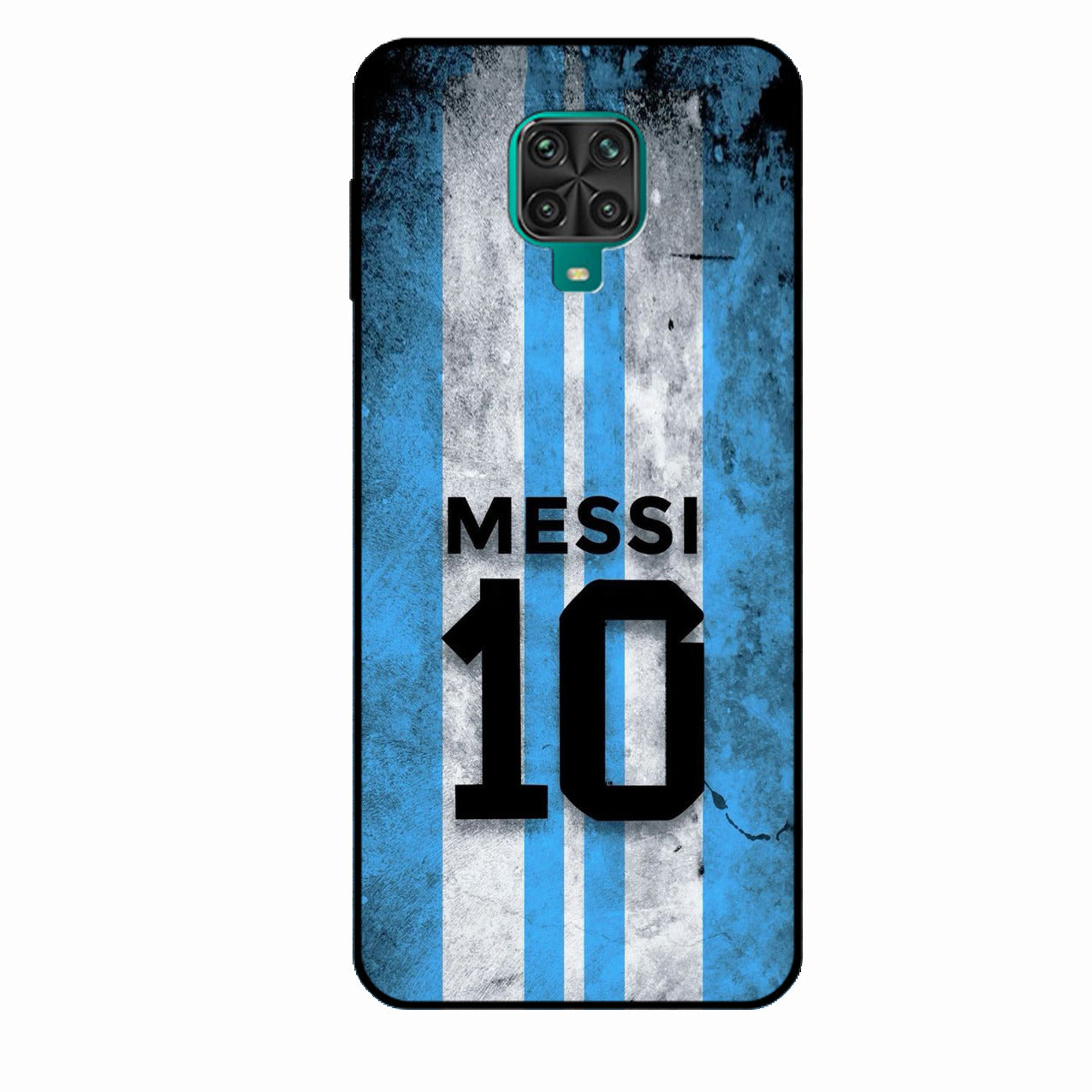 Blue Stripes Number 10 Football Glass Phone Case for Redmi Note 9 Pro