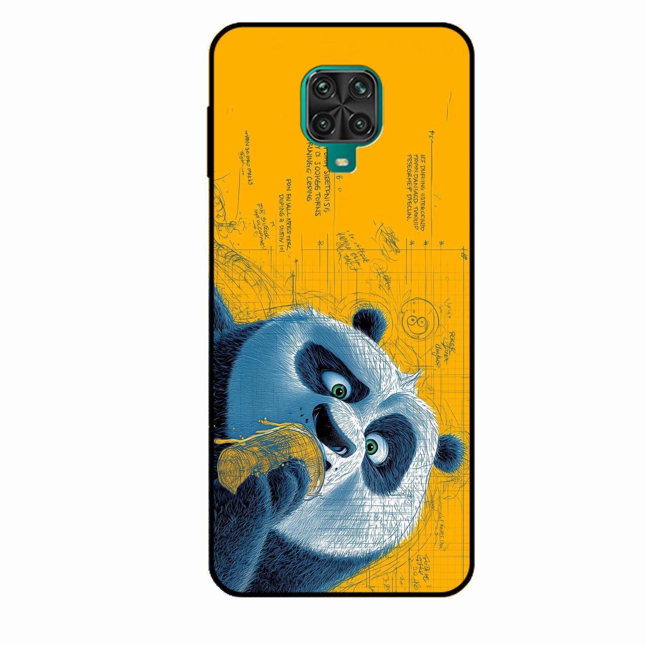Cute Panda Sketch Premium Glass Phone Case for Redmi Note 9 Pro