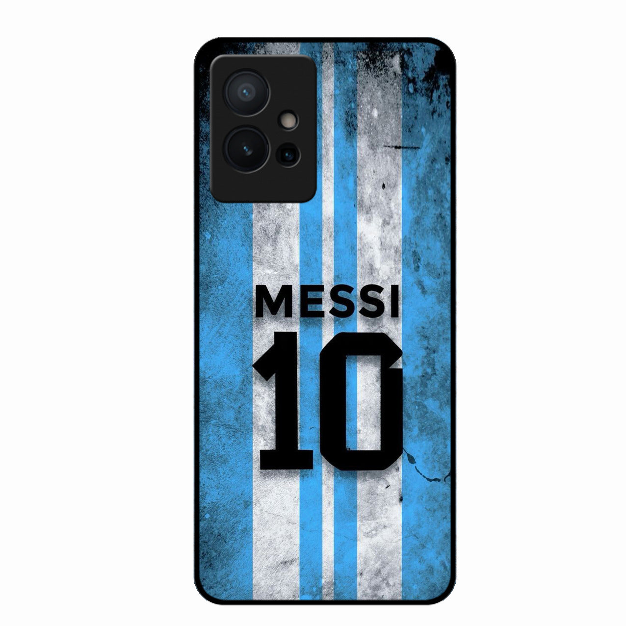 Blue Stripes Number 10 Football Glass Phone Case for Vivo Y75 5G