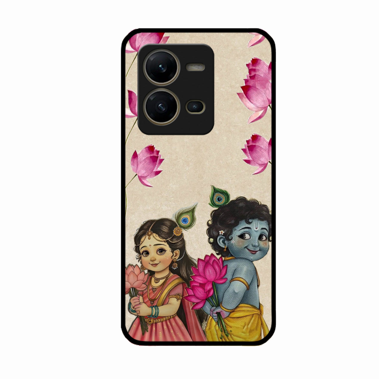 Krishna Eternal Lotus Glass Case for Vivo V25 5G