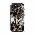 Black Gold Marble Glass Phone Case for iPhone 15 Plus