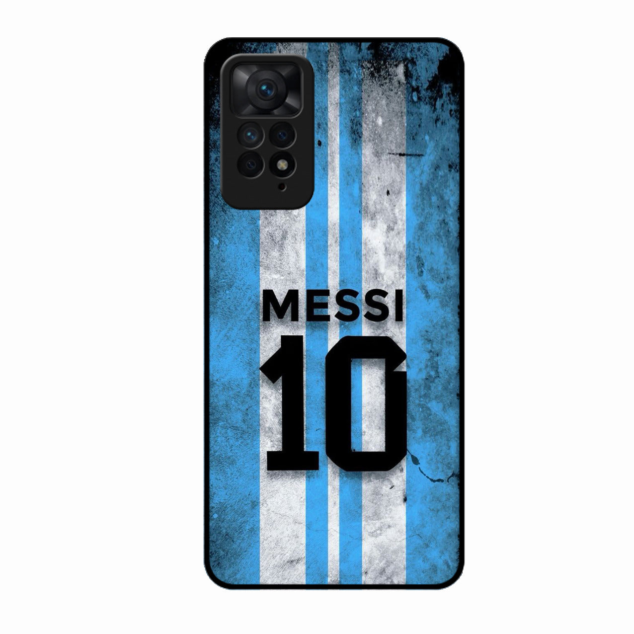 Blue Stripes Number 10 Football Glass Phone Case for Redmi Note 11 Pro Plus 5G