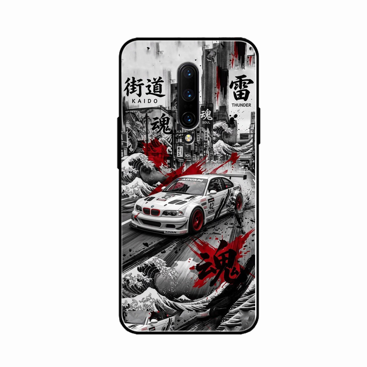 Japanese Wave Drift Racing Premium Glass Phone Case for Oneplus 7 Pro