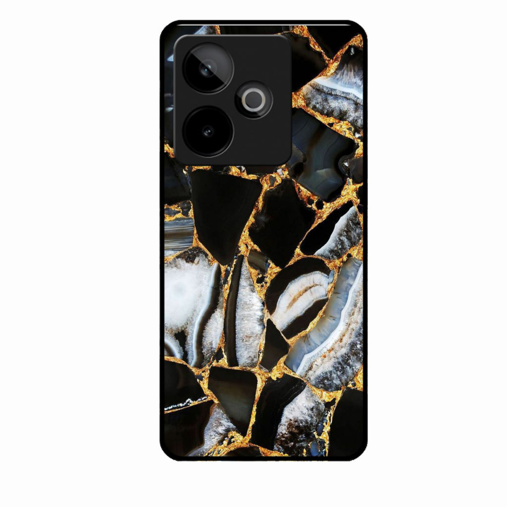 Black Gold Marble Glass Phone Case for Realme Gt 7T 5G