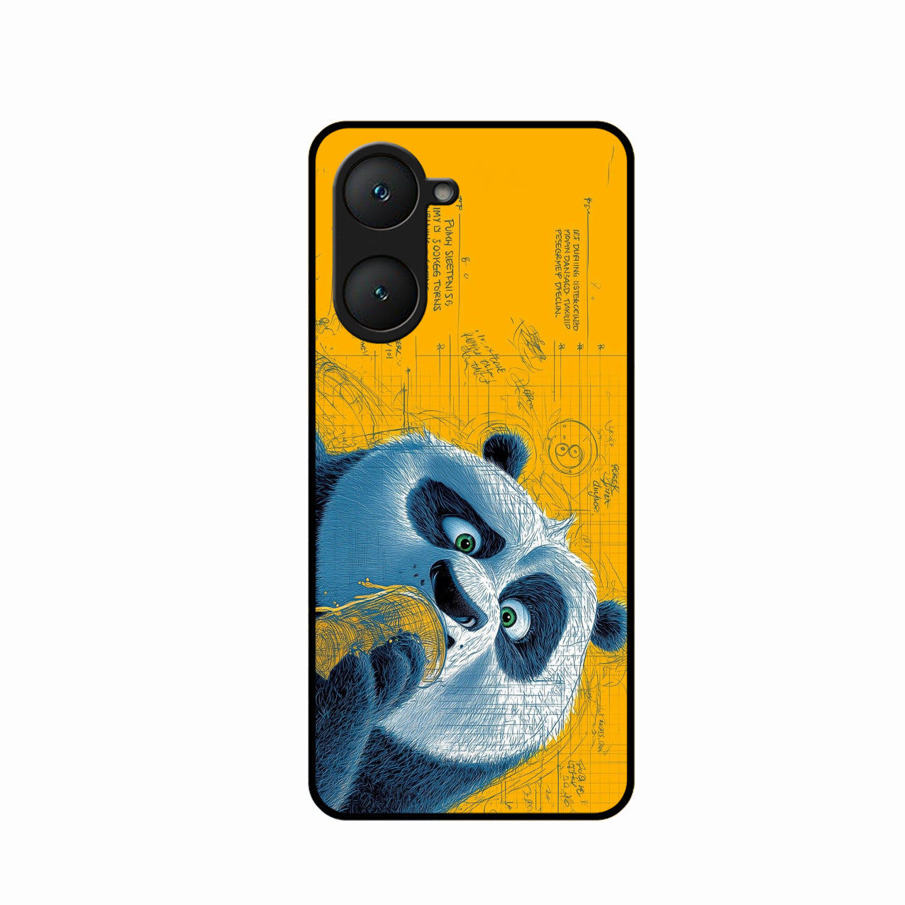 Cute Panda Sketch Premium Glass Phone Case for iQOO Z9 Lite 5G