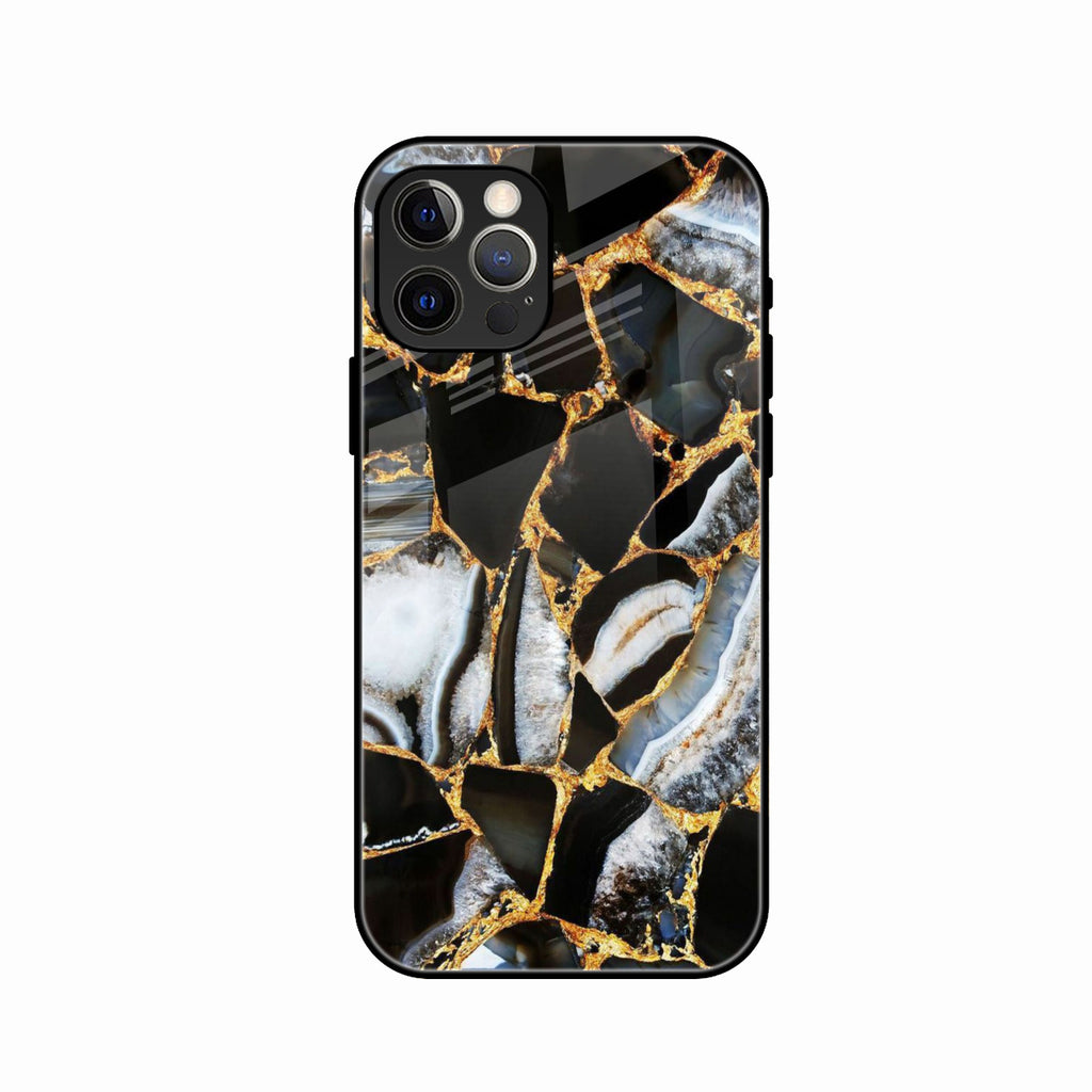 Black Gold Marble Glass Phone Case for iPhone 13 Pro