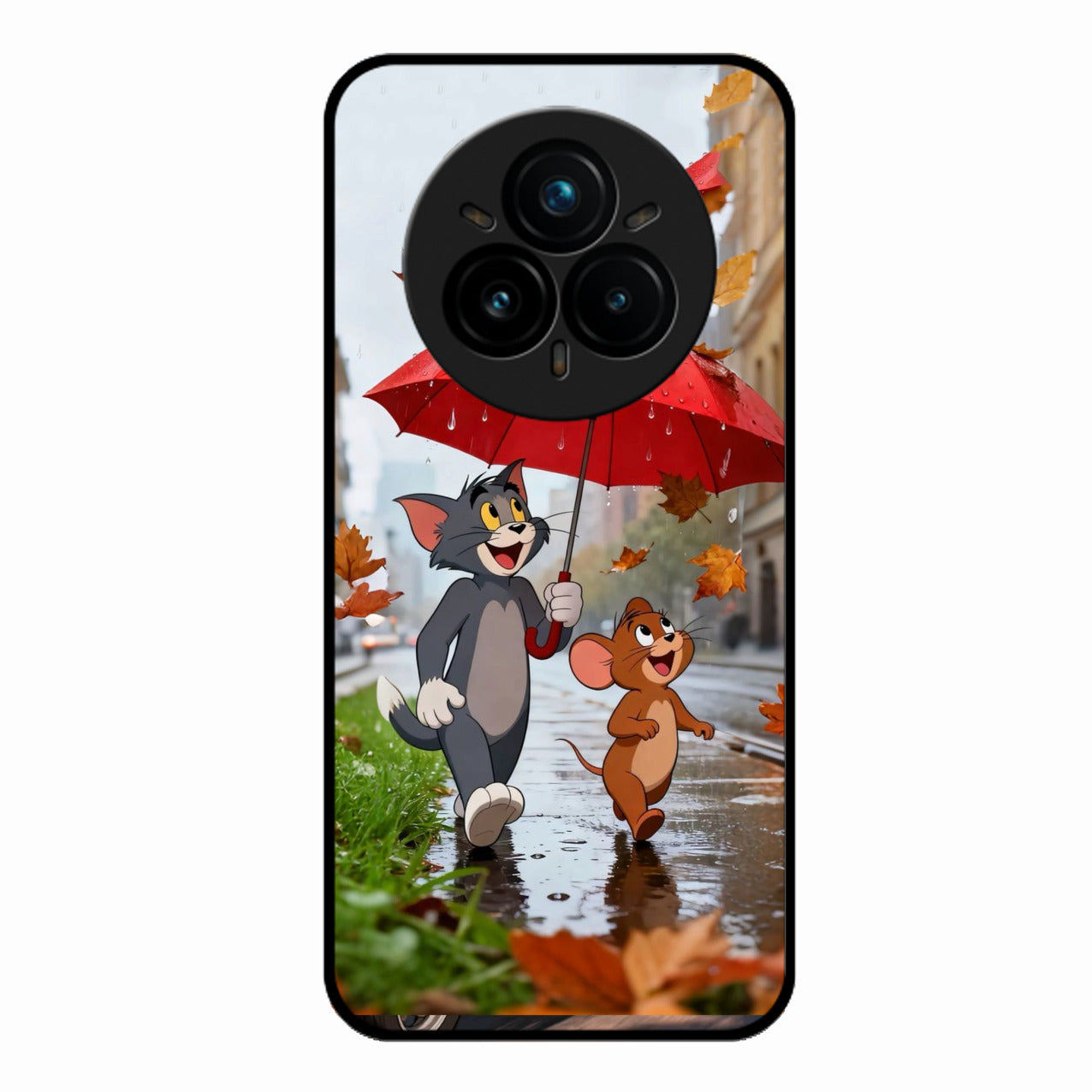 Rainy Day Cartoon Glass Phone Case for Realme 14 Pro Plus 5G