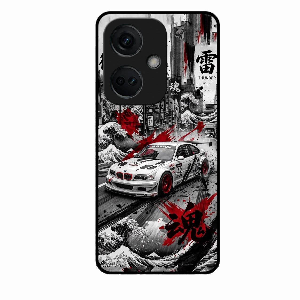 Japanese Wave Drift Racing Premium Glass Phone Case for Oneplus Nord Ce 3 5G