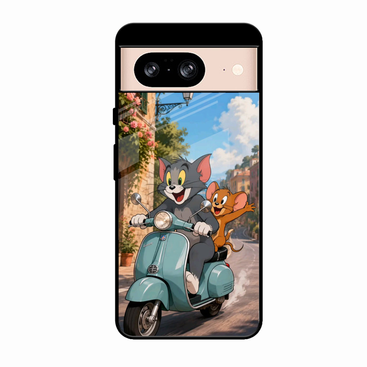 Cartoon Scooter Adventure Premium Glass Phone Case for Google Pixel 9 Pro 5G