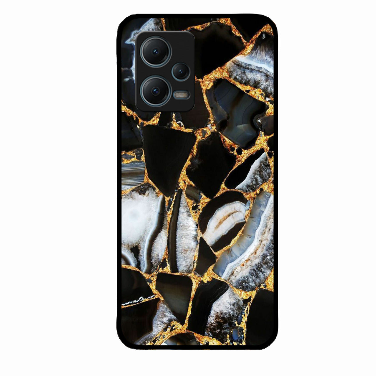 Black Gold Marble Glass Phone Case for Redmi Note 12 5G