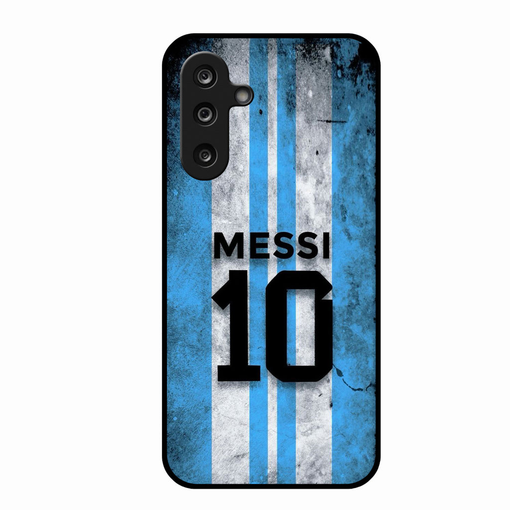 Blue Stripes Number 10 Football Glass Phone Case for Samsung Galaxy M36 5G