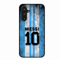 Blue Stripes Number 10 Football Glass Phone Case for Samsung Galaxy M36 5G