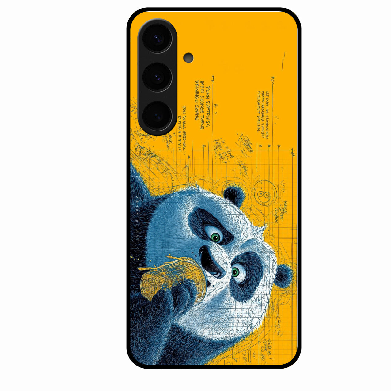 Cute Panda Sketch Premium Glass Phone Case for Samsung Galaxy S24 Plus 5G