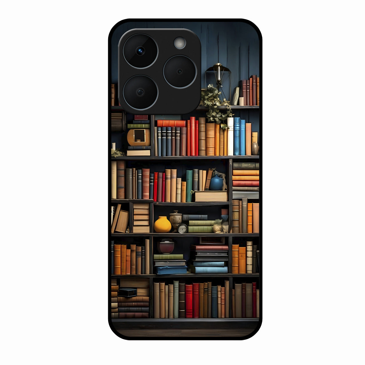 Colorful Bookshelf Art Glass Case Cover for Realme 15T 5G