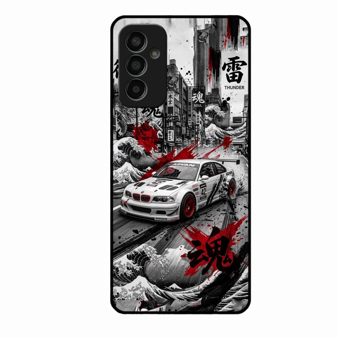 Japanese Wave Drift Racing Premium Glass Phone Case for Samsung Galaxy F13