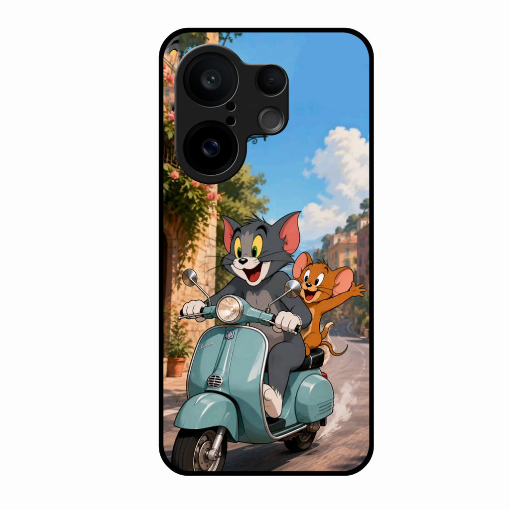 Cartoon Scooter Adventure Premium Glass Phone Case for Vivo X200 Fe 5G