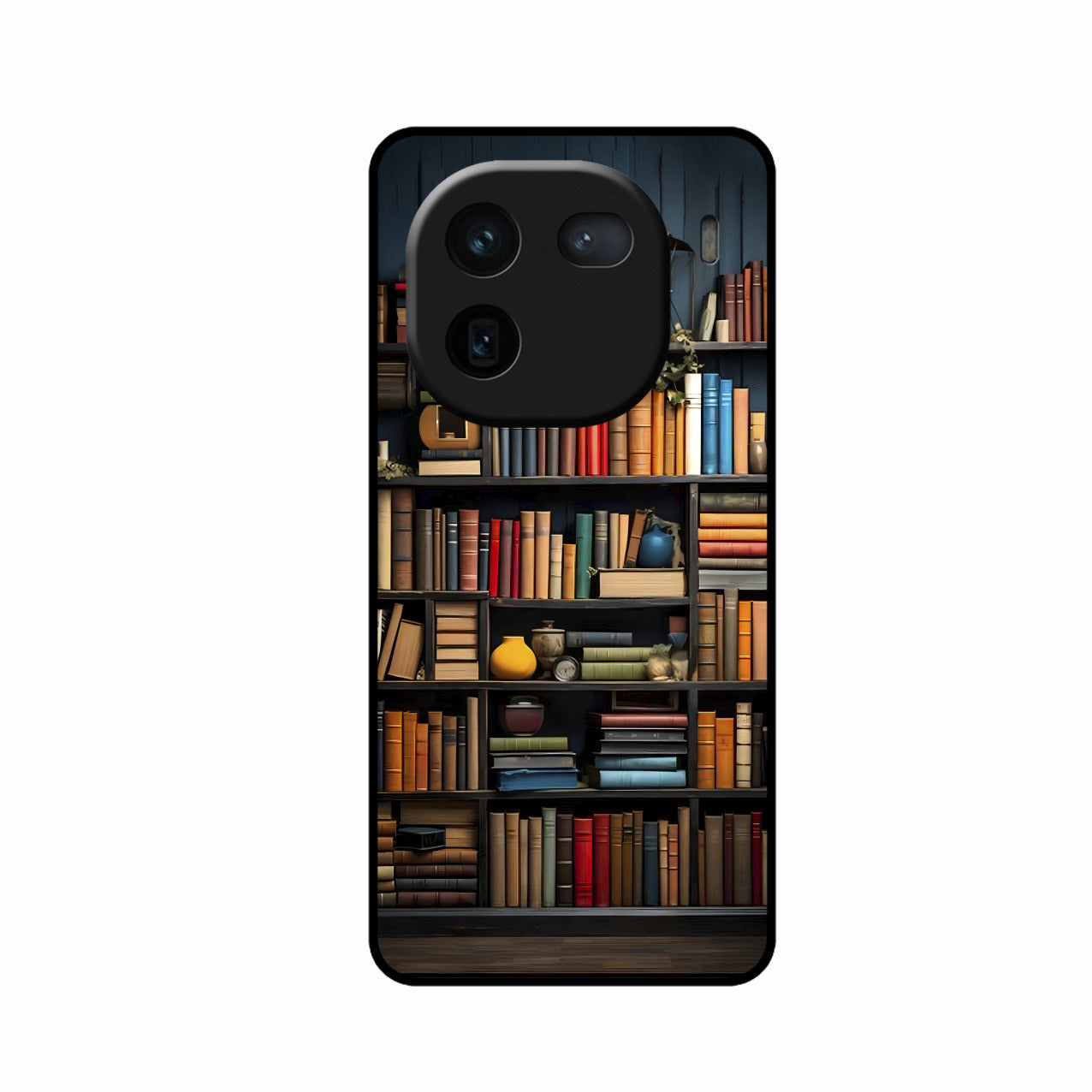 Colorful Bookshelf Art Glass Case Cover for iQOO 12 5G