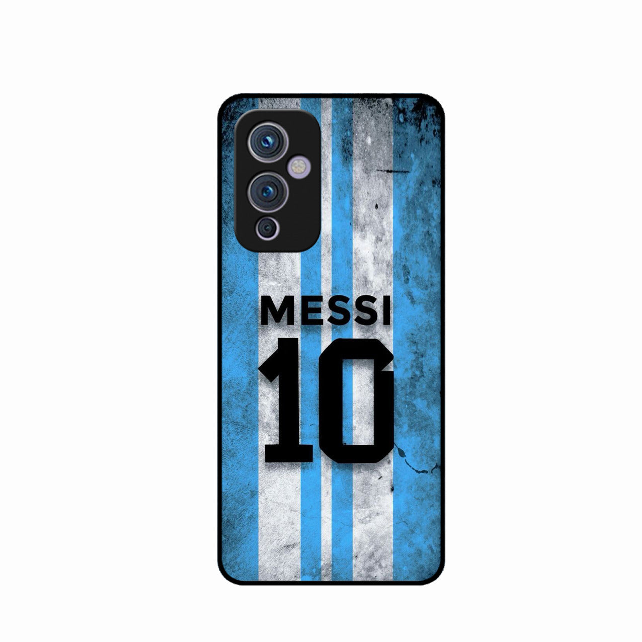 Blue Stripes Number 10 Football Glass Phone Case for Oneplus 9 5G