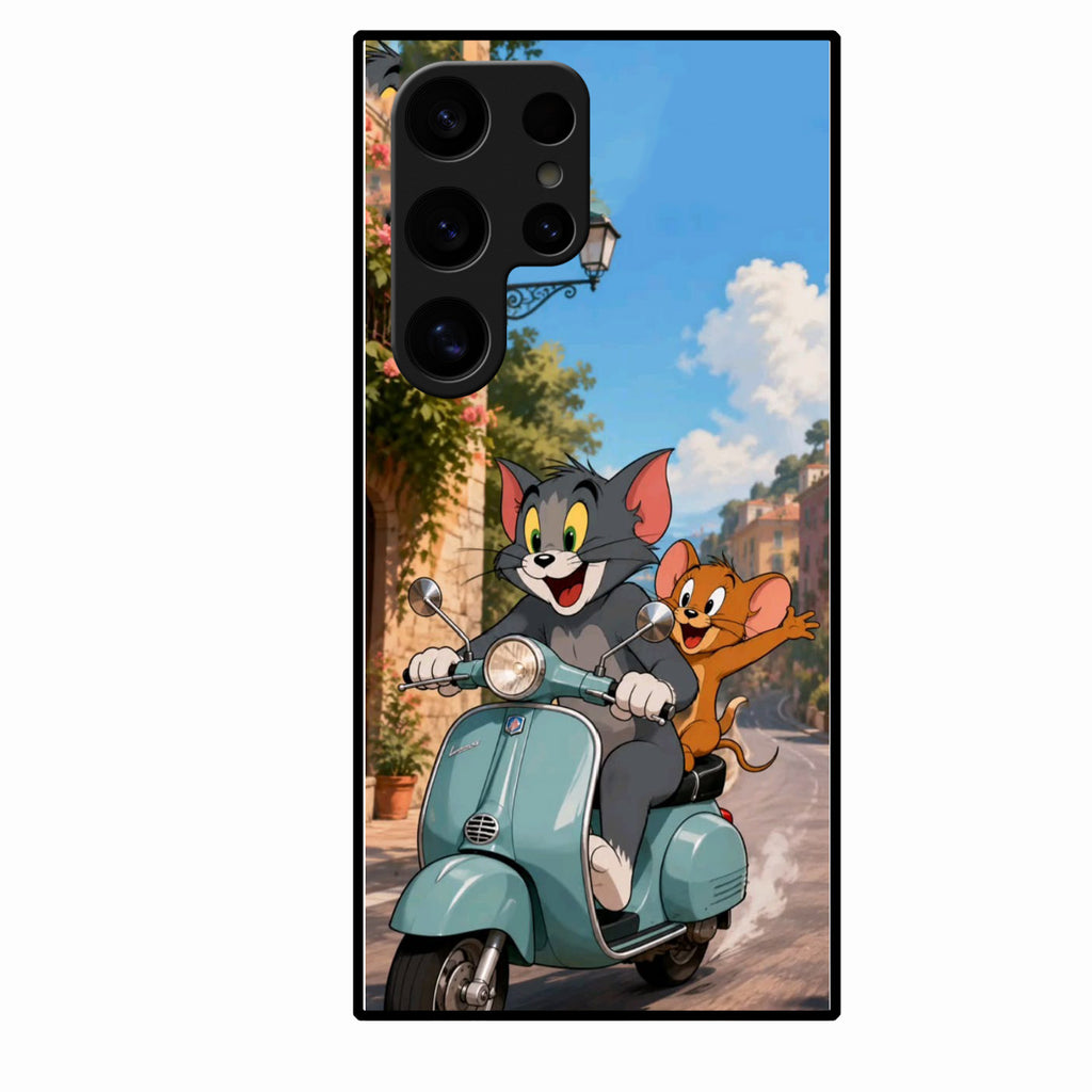 Cartoon Scooter Adventure Premium Glass Phone Case for Samsung Galaxy S24 Ultra 5G