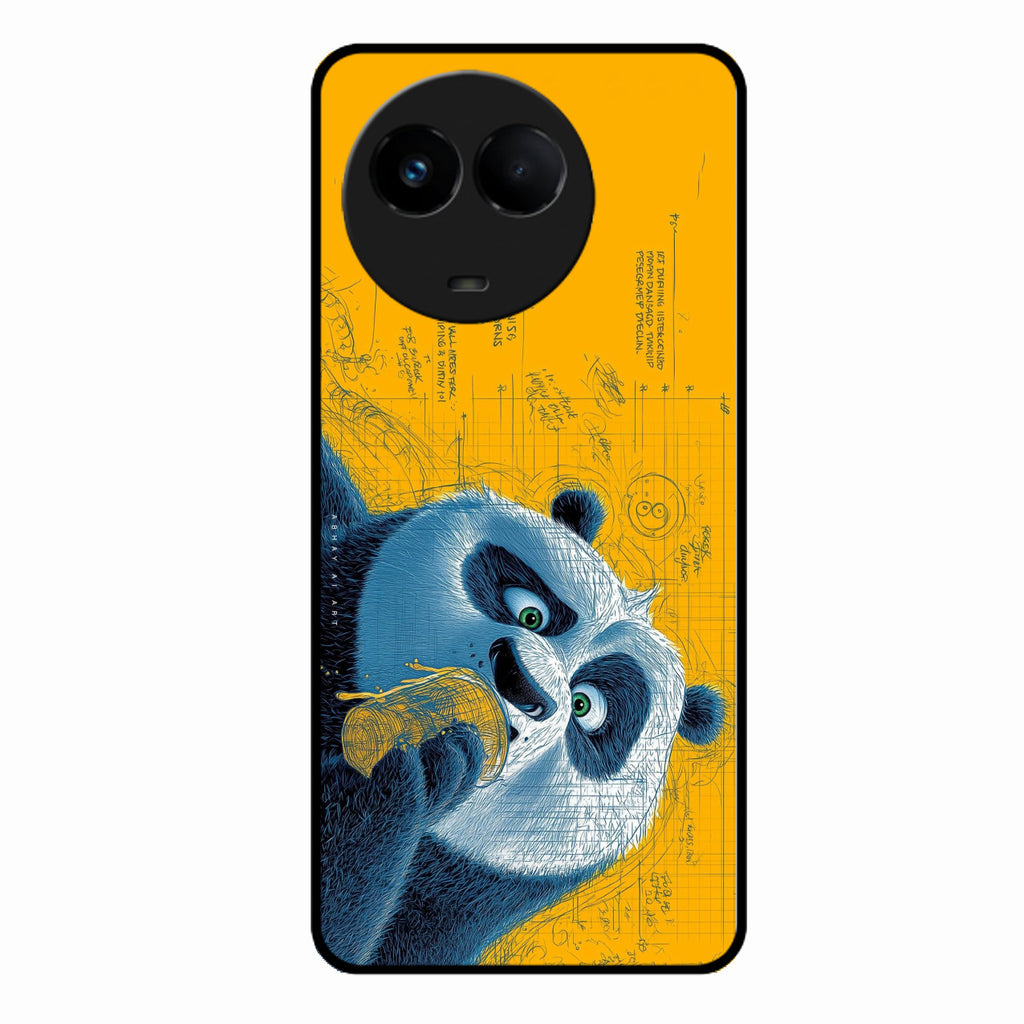 Cute Panda Sketch Premium Glass Phone Case for Realme 11X 5G