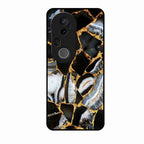 Black Gold Marble Glass Phone Case for Vivo T4 Ultra 5G