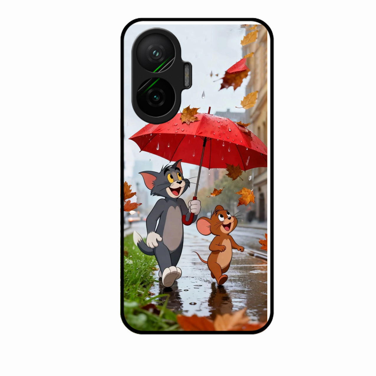 Rainy Day Cartoon Glass Phone Case for Poco F7 5G