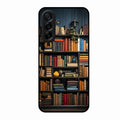 Colorful Bookshelf Art Glass Case Cover for Samsung Galaxy A36 5G