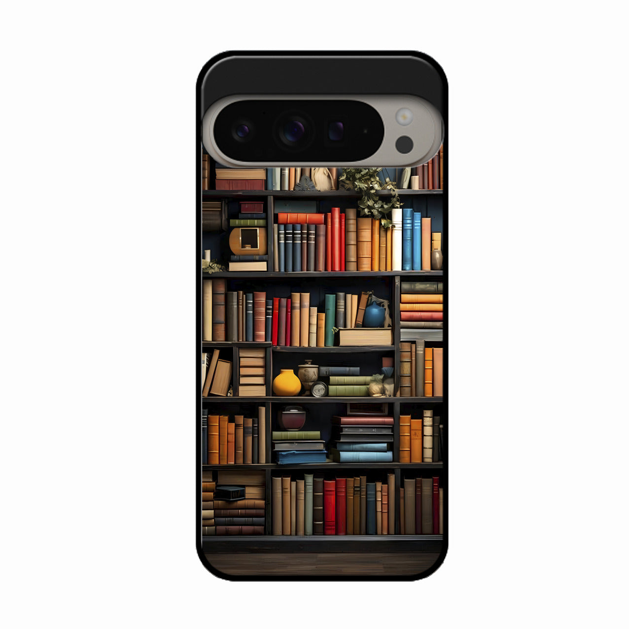 Colorful Bookshelf Art Glass Case Cover for Google Pixel 9 Pro Xl