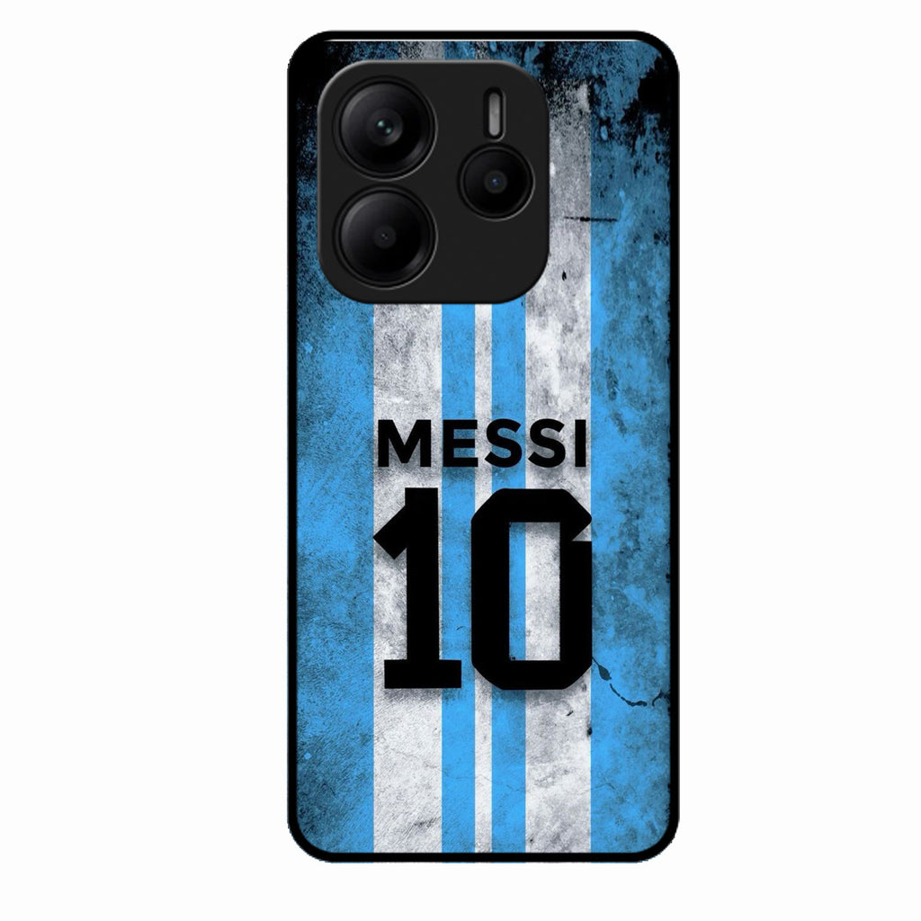 Blue Stripes Number 10 Football Glass Phone Case for Redmi Note 14 5G